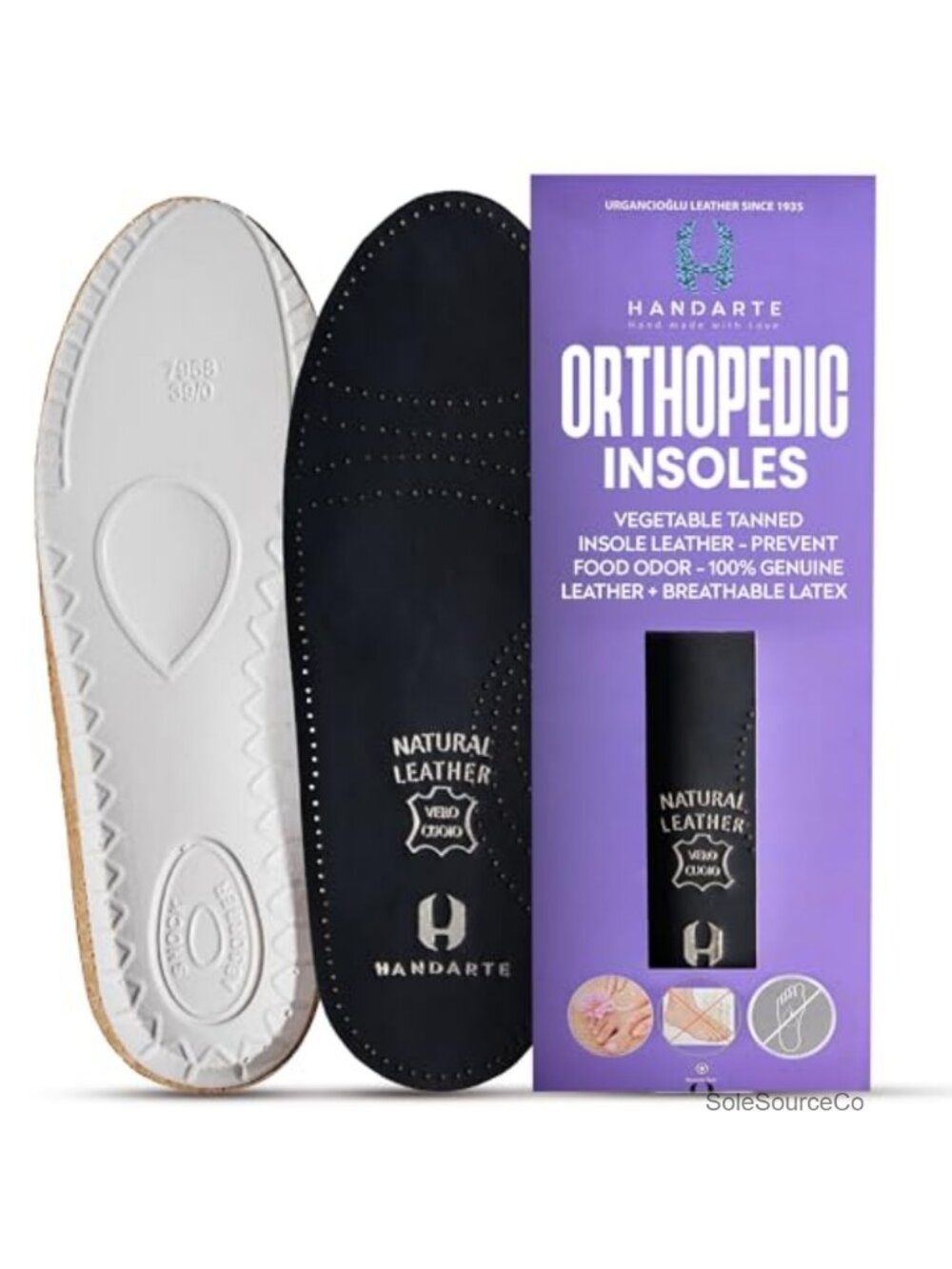 Goatskin Leather Orthopedic Shoe Insoles Breathable Anti-Sweat Cushioned
